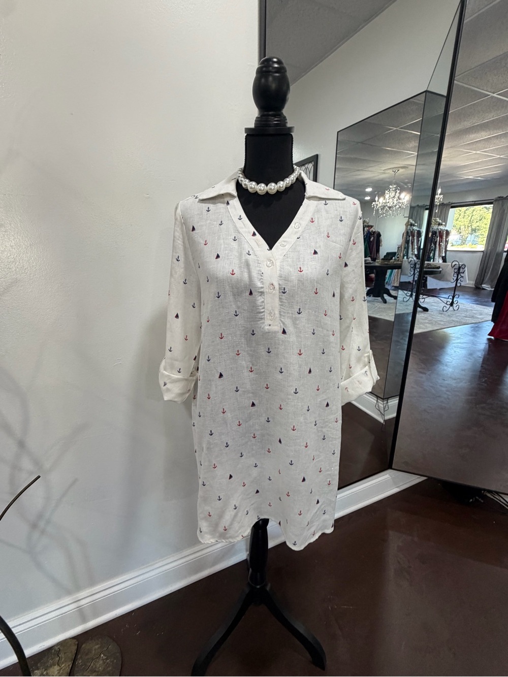 For Cynthia White V-Neck Tunic dress/top 100% Linen